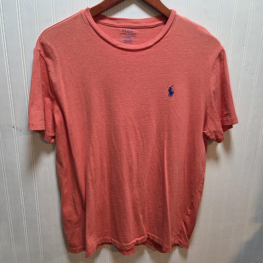 Polo Ralph Lauren Shirt Mens Medium Orange Crewneck Pony Logo Tee Tagless
